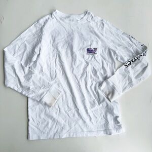 Vineyard Vines White Cotton Tee with Blue Logo